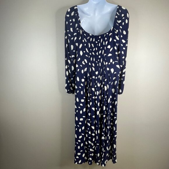 Reformation Womens Sigmund Puff Sleeve Midi Dress 16 Navy Milkmaid Wedding Guest - Picture 7 of 8